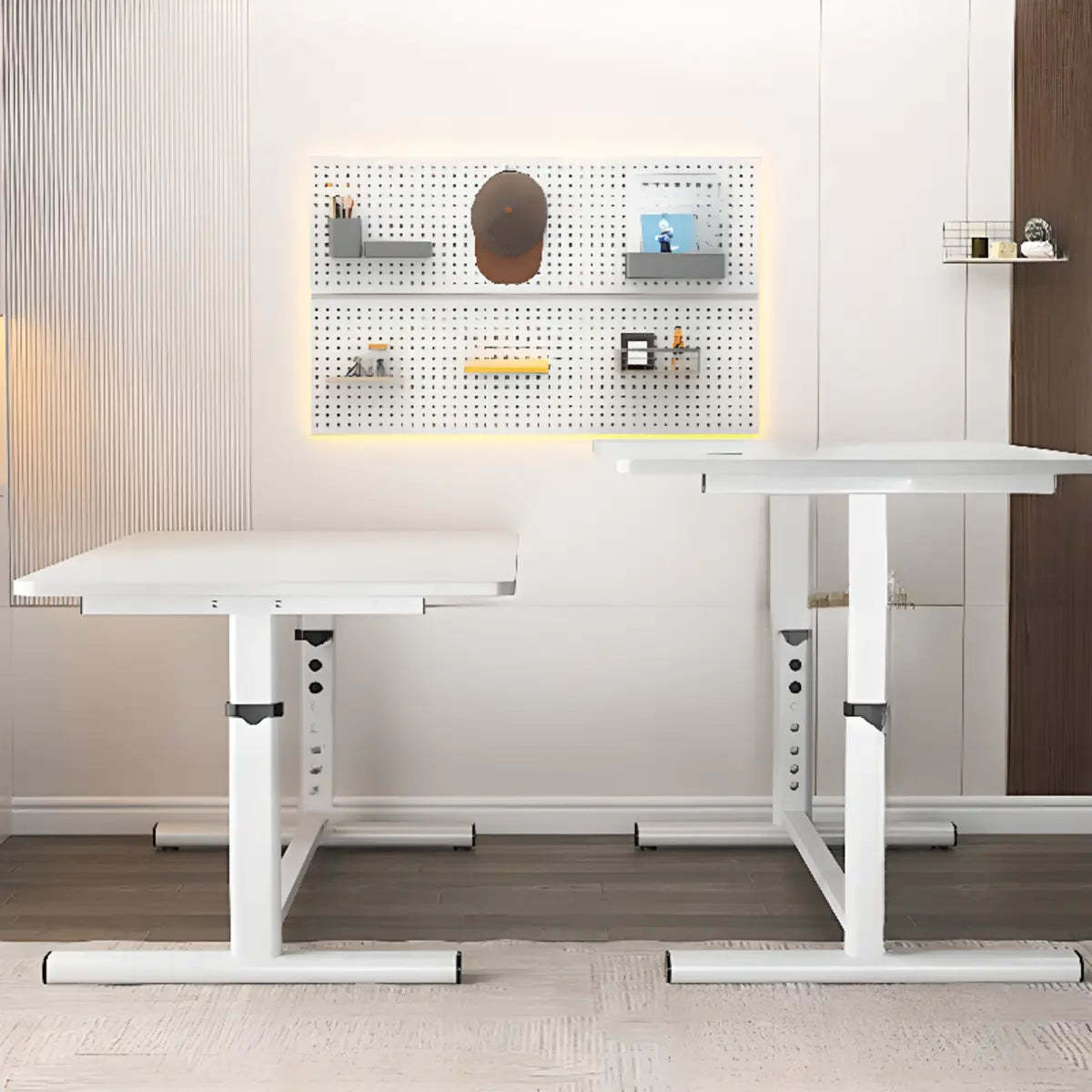 Adjustable Metal T-Shape Computer Desk — Without Chairs / Black
