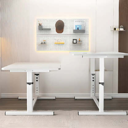 Adjustable Metal T-Shape Computer Desk — Without Chairs / Black