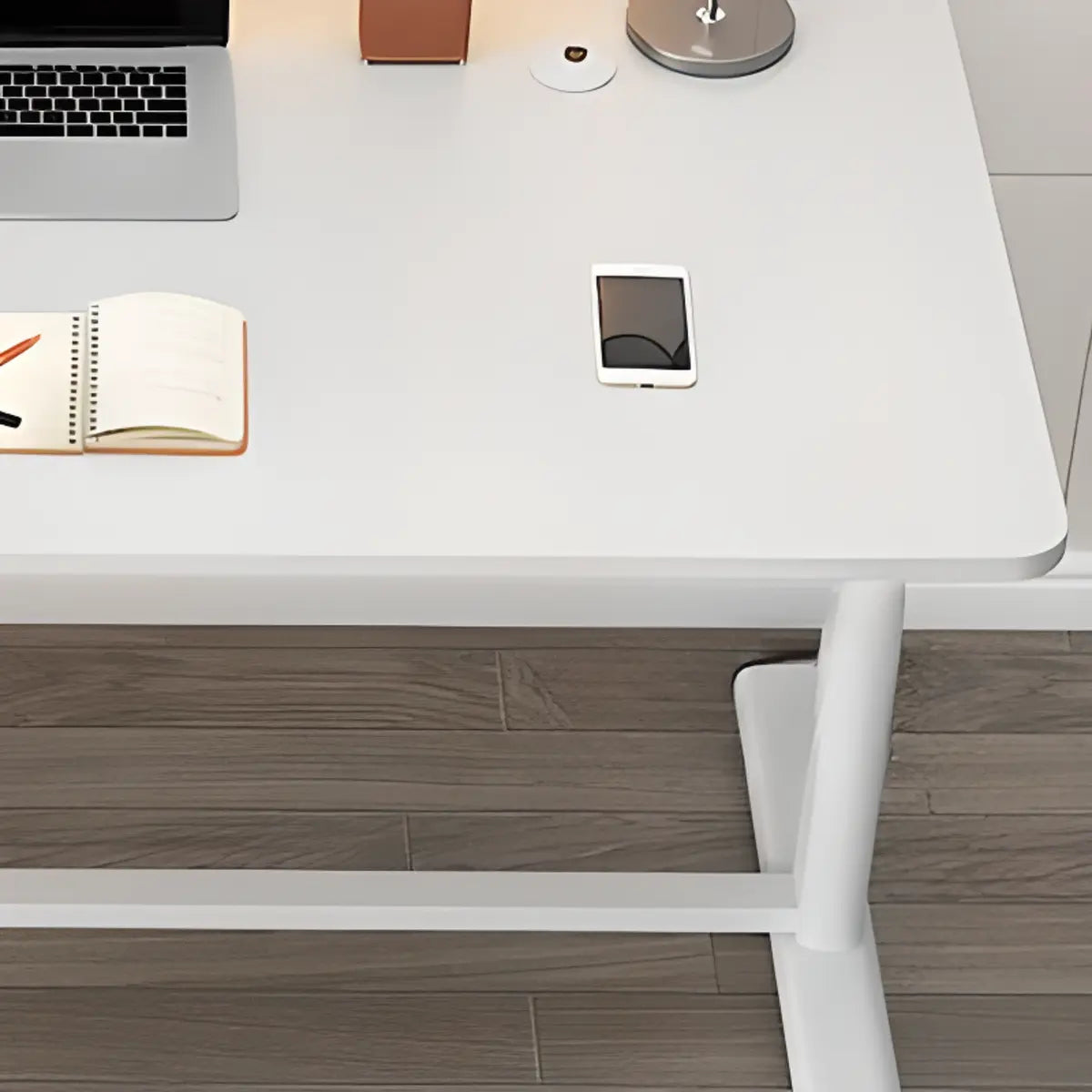 Adjustable Metal T-Shape Computer Desk — Without Chairs / Black and White