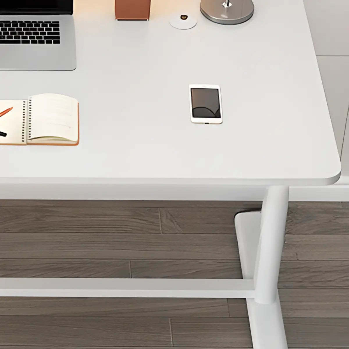Adjustable Metal T-Shape Computer Desk — Without Chairs / Black and White
