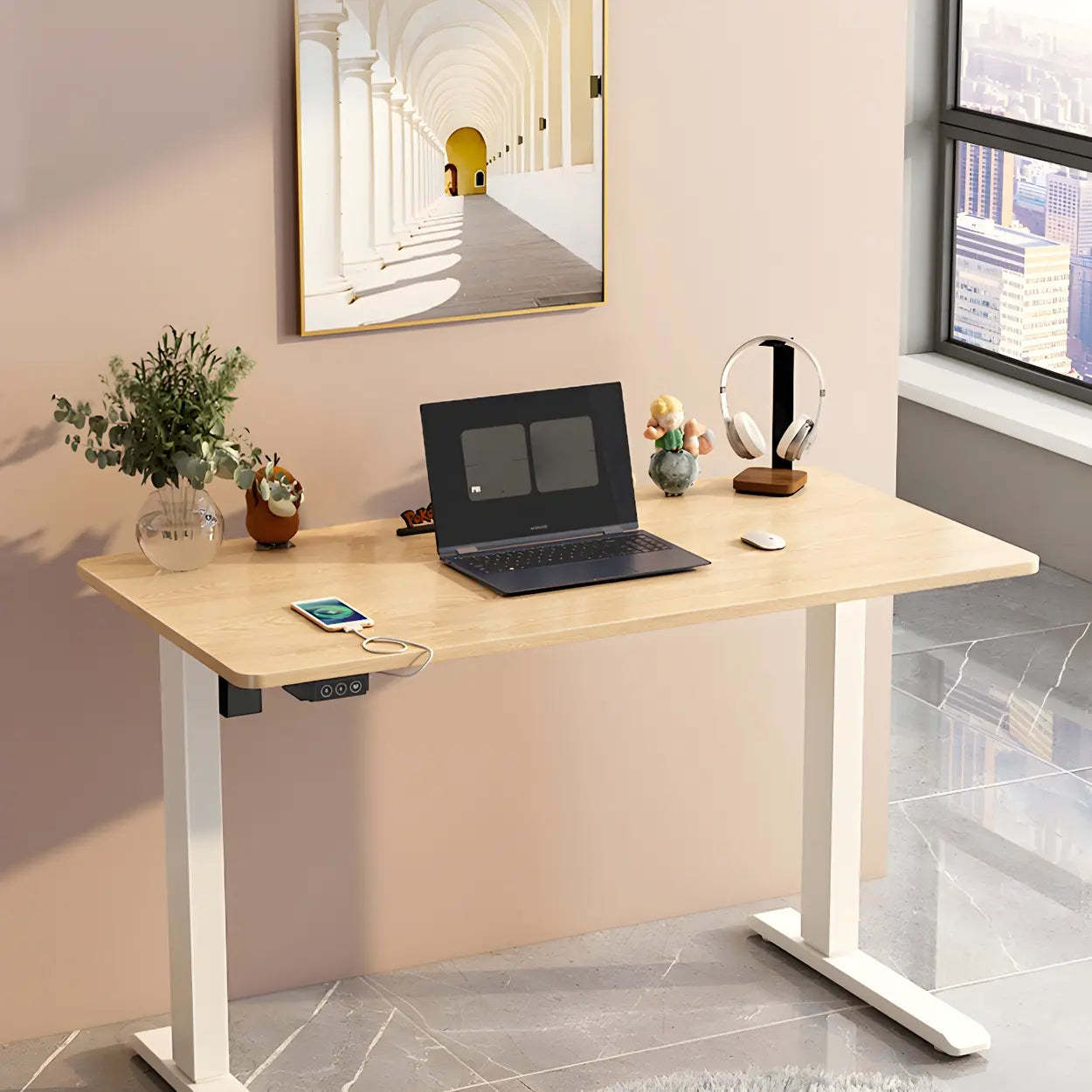 Adjustable Steel T-Shape Standing Desk