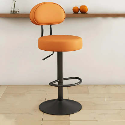 Adjustable Round Leather Swivel Bar Stool