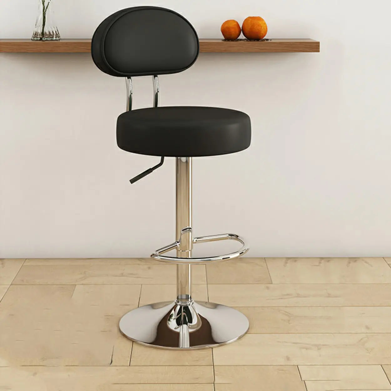 Adjustable Round Leather Swivel Bar Stool