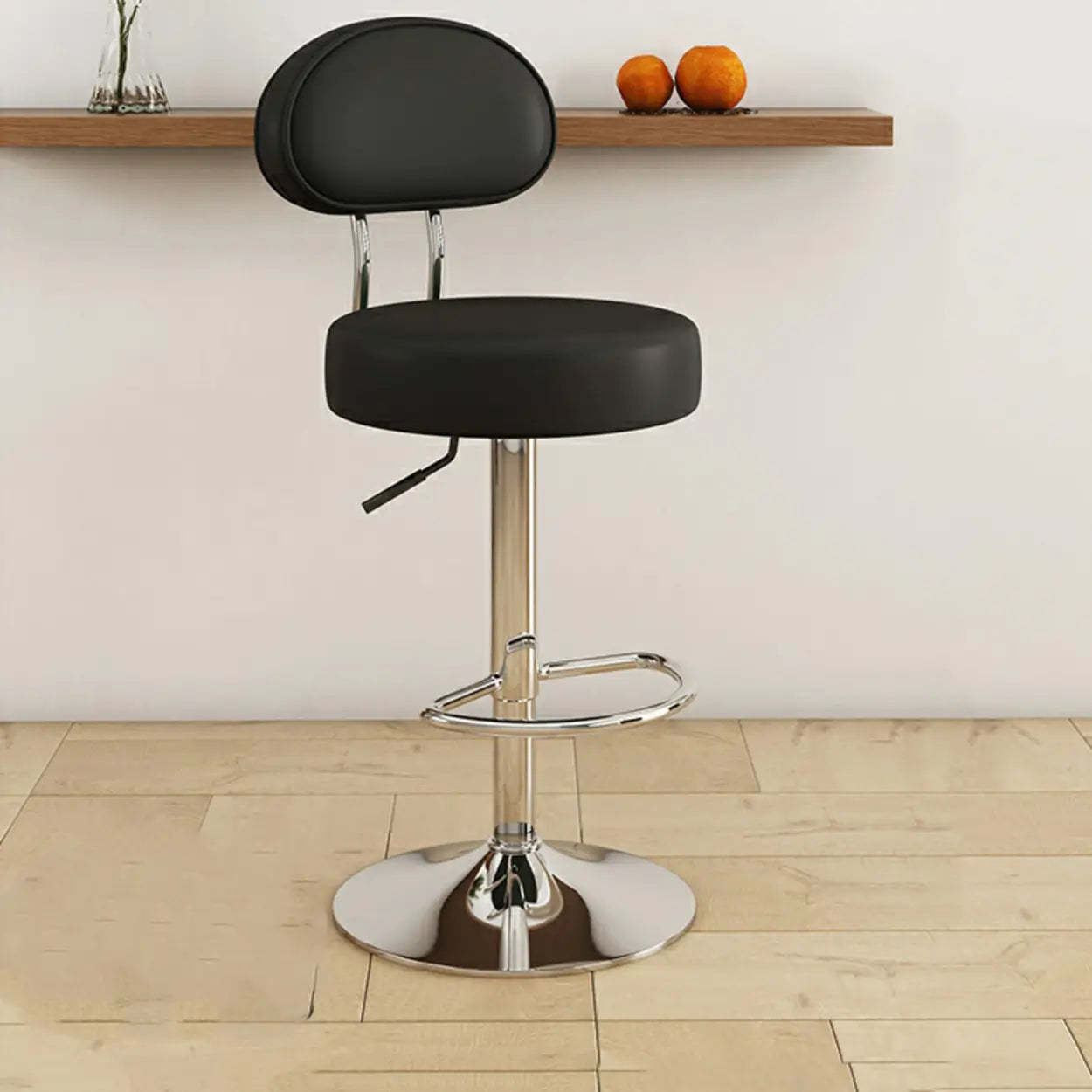 Adjustable Round Leather Swivel Bar Stool