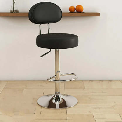 Adjustable Round Leather Swivel Bar Stool