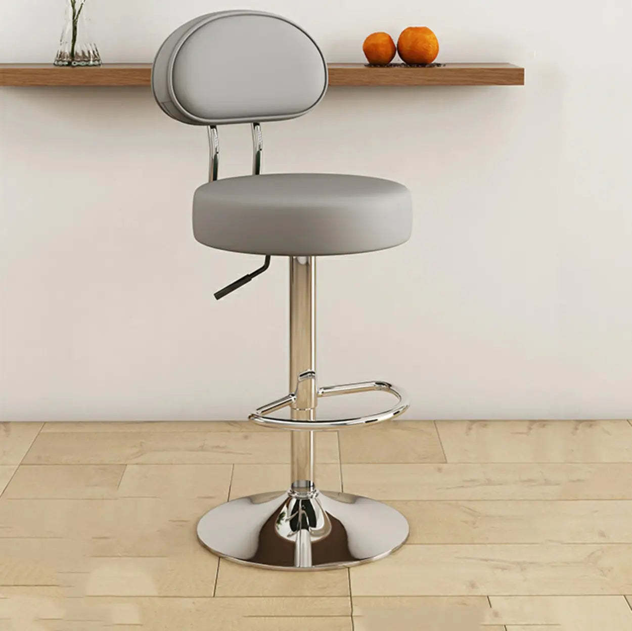 Adjustable Round Leather Swivel Bar Stool
