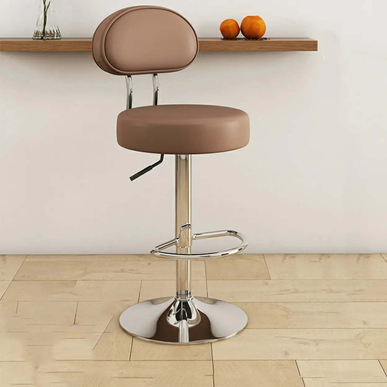 Adjustable Round Leather Swivel Bar Stool