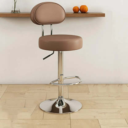Adjustable Round Leather Swivel Bar Stool