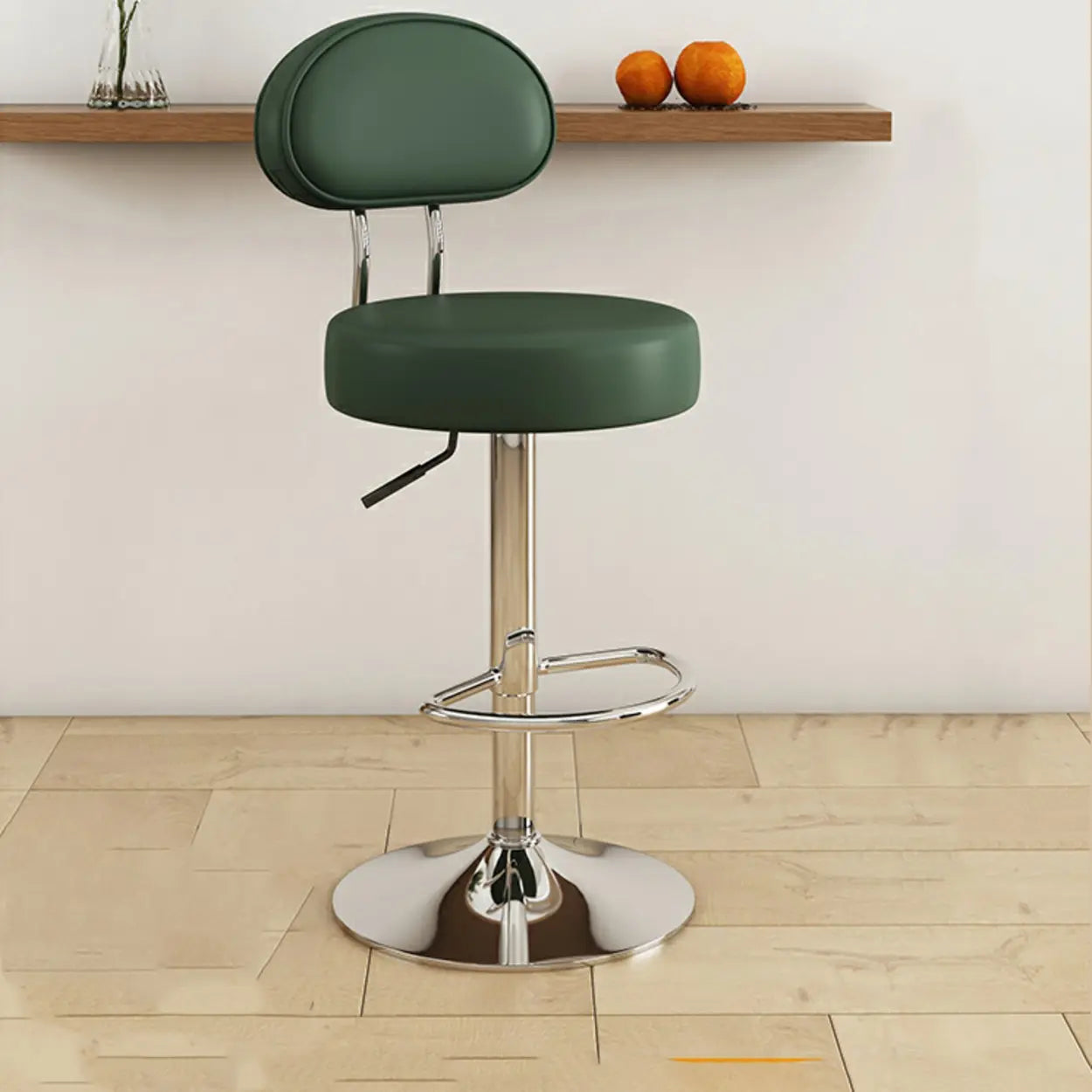 Adjustable Round Leather Swivel Bar Stool