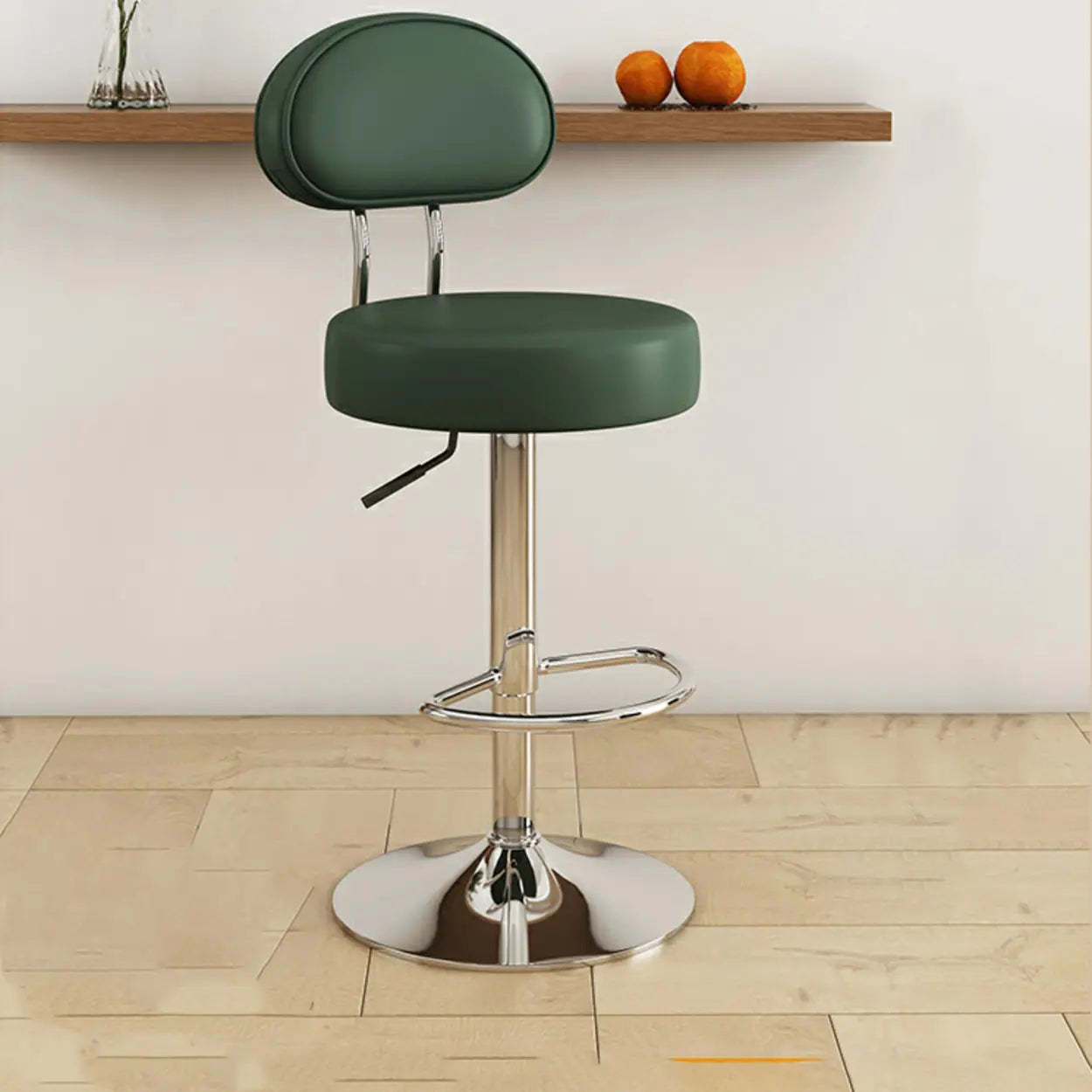 Adjustable Round Leather Swivel Bar Stool