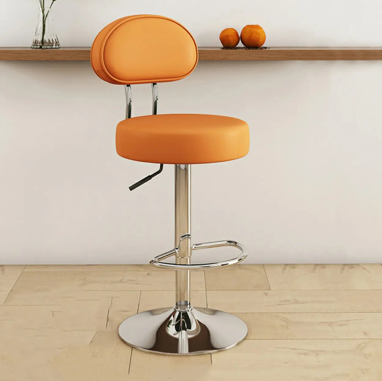 Adjustable Round Leather Swivel Bar Stool