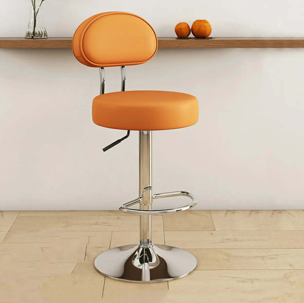 Adjustable Round Leather Swivel Bar Stool