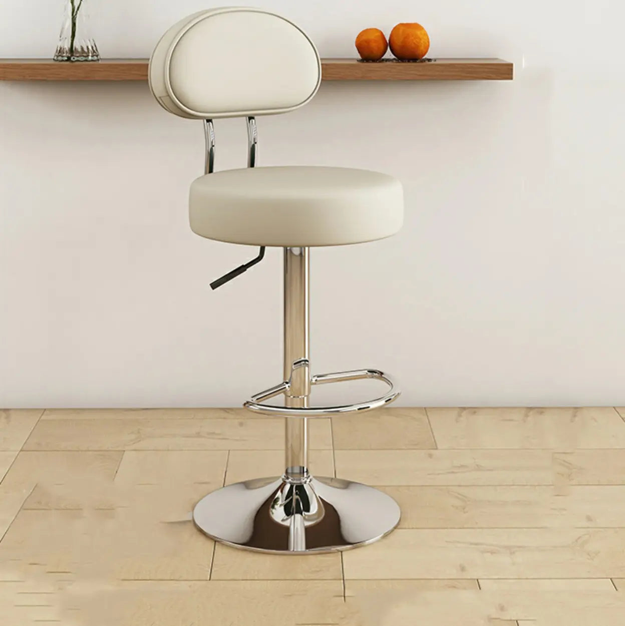 Adjustable Round Leather Swivel Bar Stool