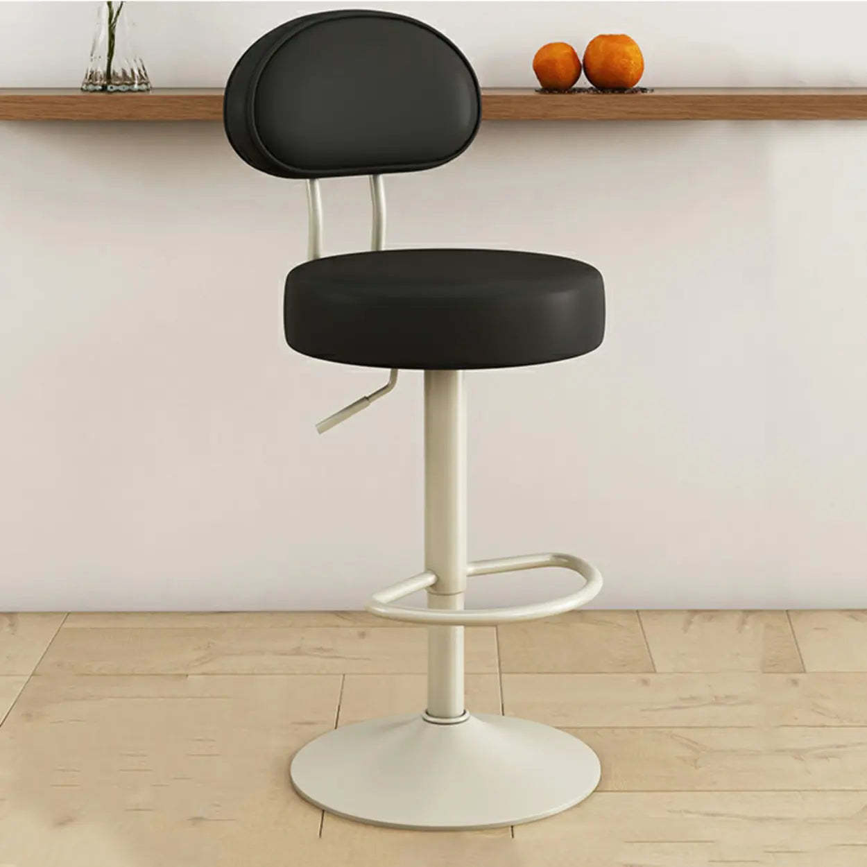 Adjustable Round Leather Swivel Bar Stool