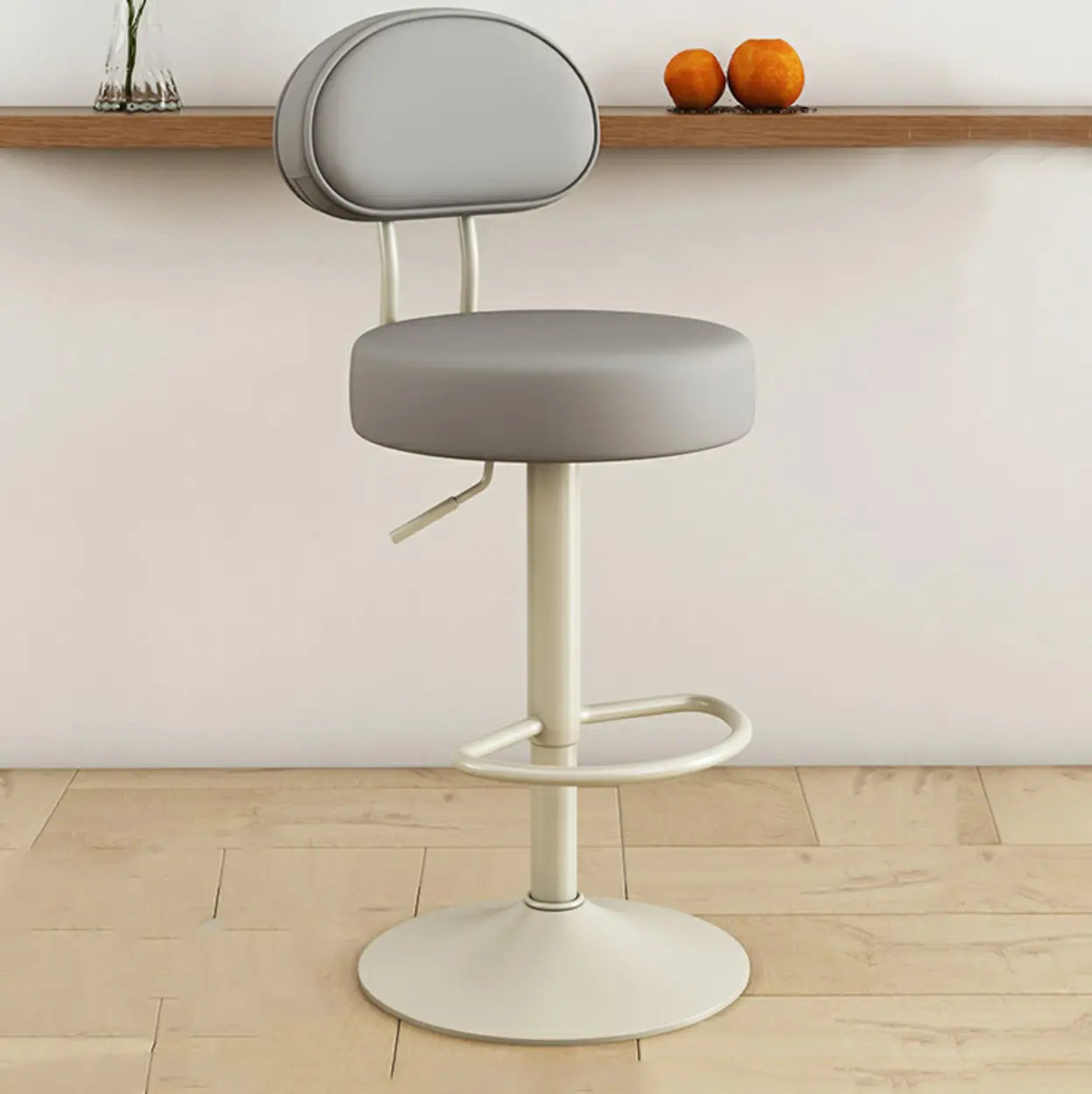 Adjustable Round Leather Swivel Bar Stool