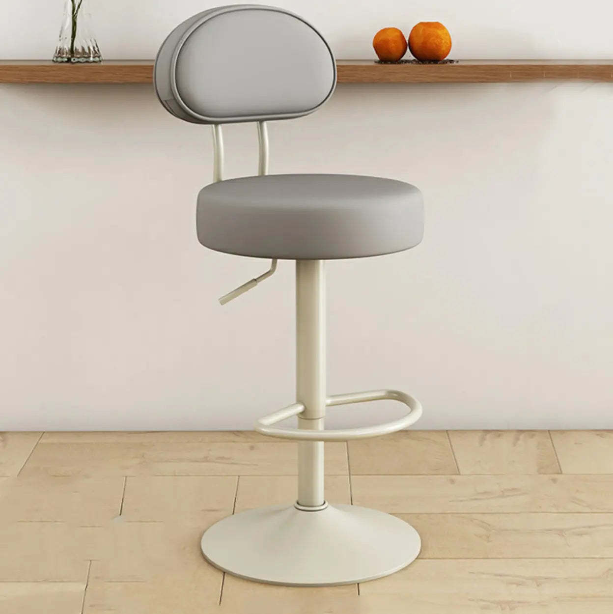 Adjustable Round Leather Swivel Bar Stool