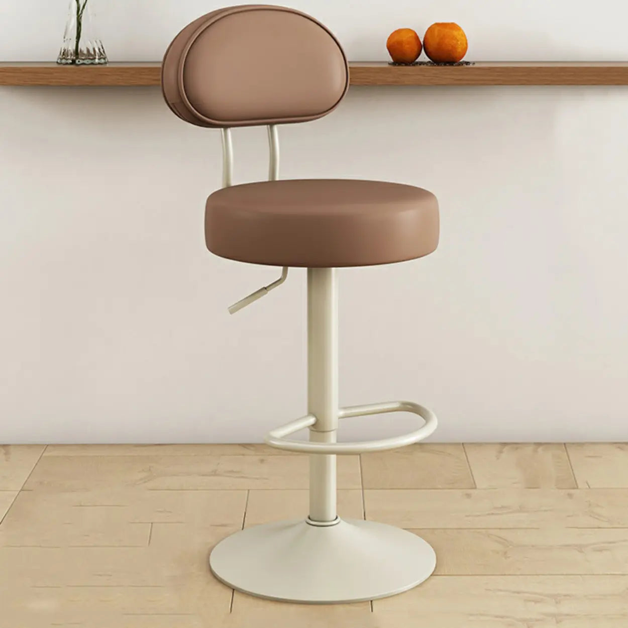 Adjustable Round Leather Swivel Bar Stool