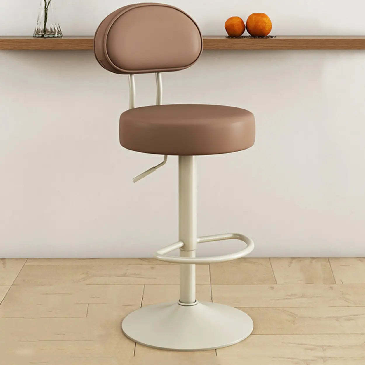 Adjustable Round Leather Swivel Bar Stool