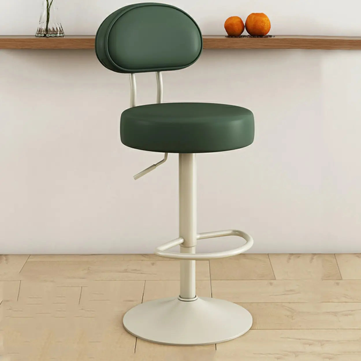 Adjustable Round Leather Swivel Bar Stool