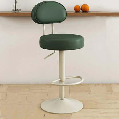 Adjustable Round Leather Swivel Bar Stool