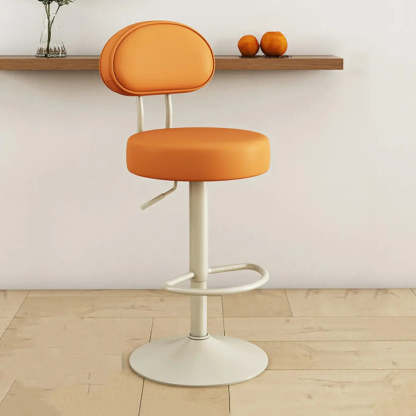Adjustable Round Leather Swivel Bar Stool