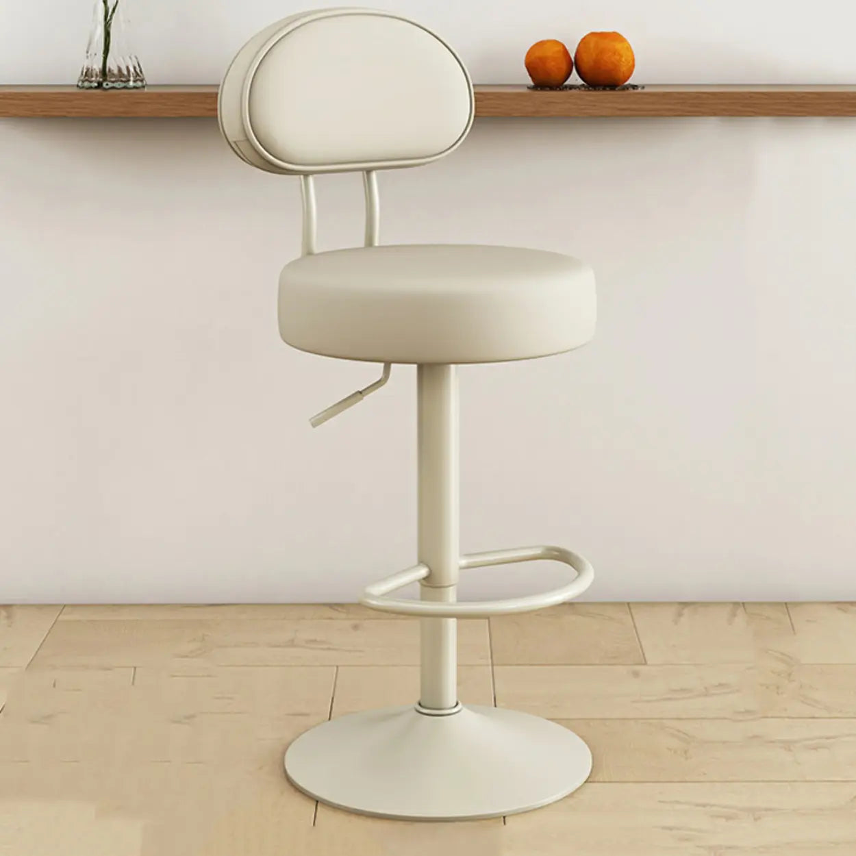 Adjustable Round Leather Swivel Bar Stool