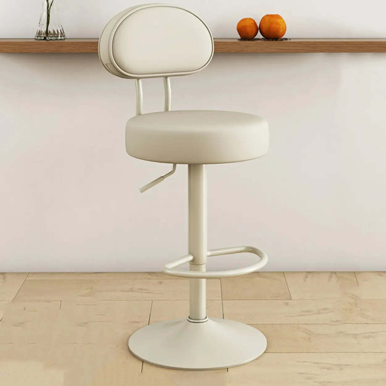 Adjustable Round Leather Swivel Bar Stool