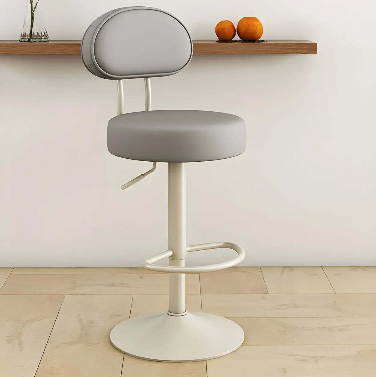 Adjustable Round Leather Swivel Bar Stool