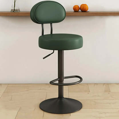 Adjustable Round Leather Swivel Bar Stool