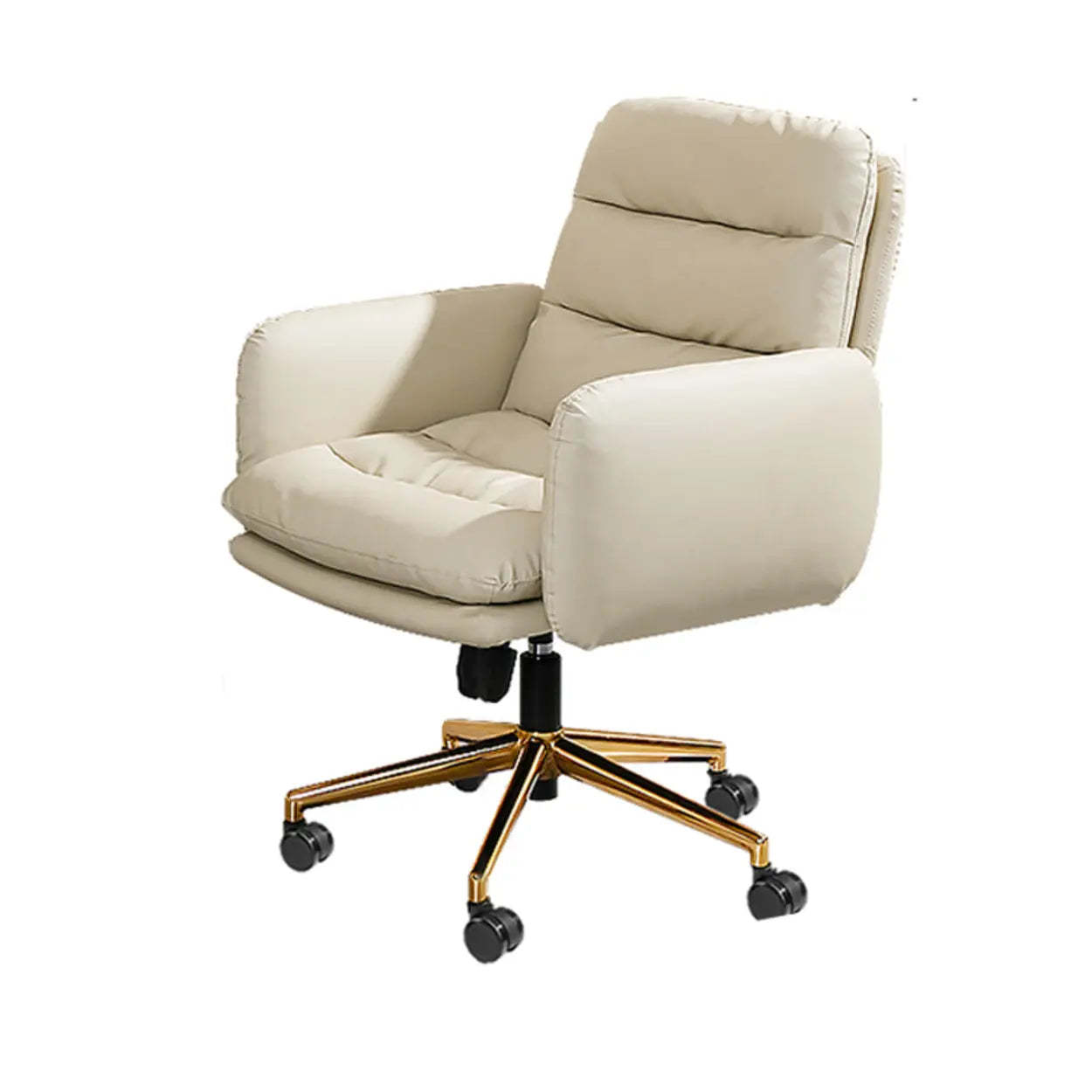Adjustable Ergonomic Office Chair with Casters — Off-White / Full Grain Cow Leather