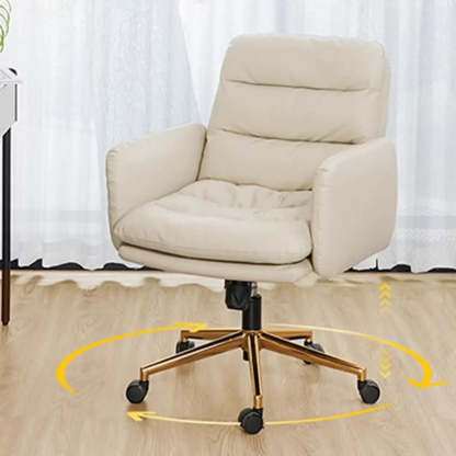 Adjustable Ergonomic Office Chair with Casters — Off-White / Microfiber Leather