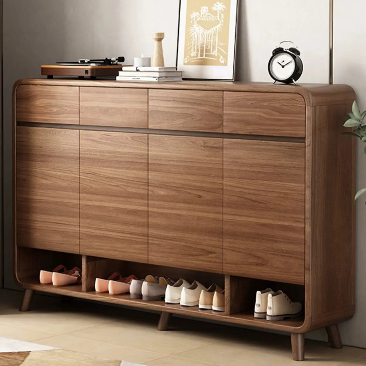 Adjustable Wood White Shoe Storage Cabinet — Brown/ White