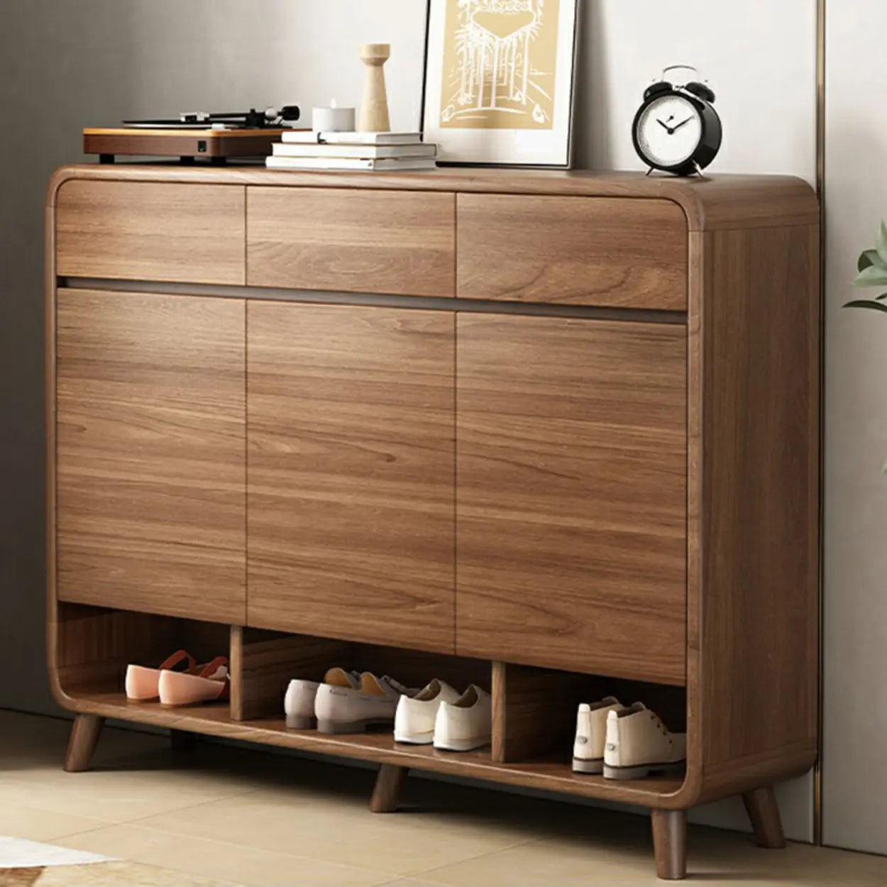 Adjustable Wood White Shoe Storage Cabinet