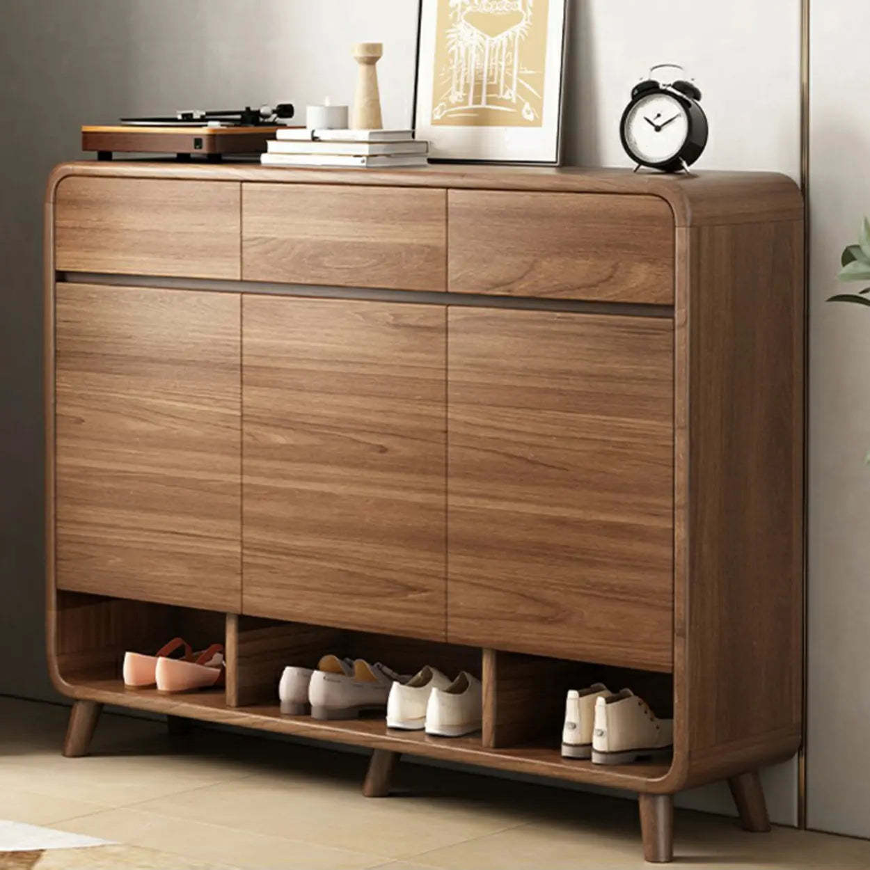 Adjustable Wood White Shoe Storage Cabinet