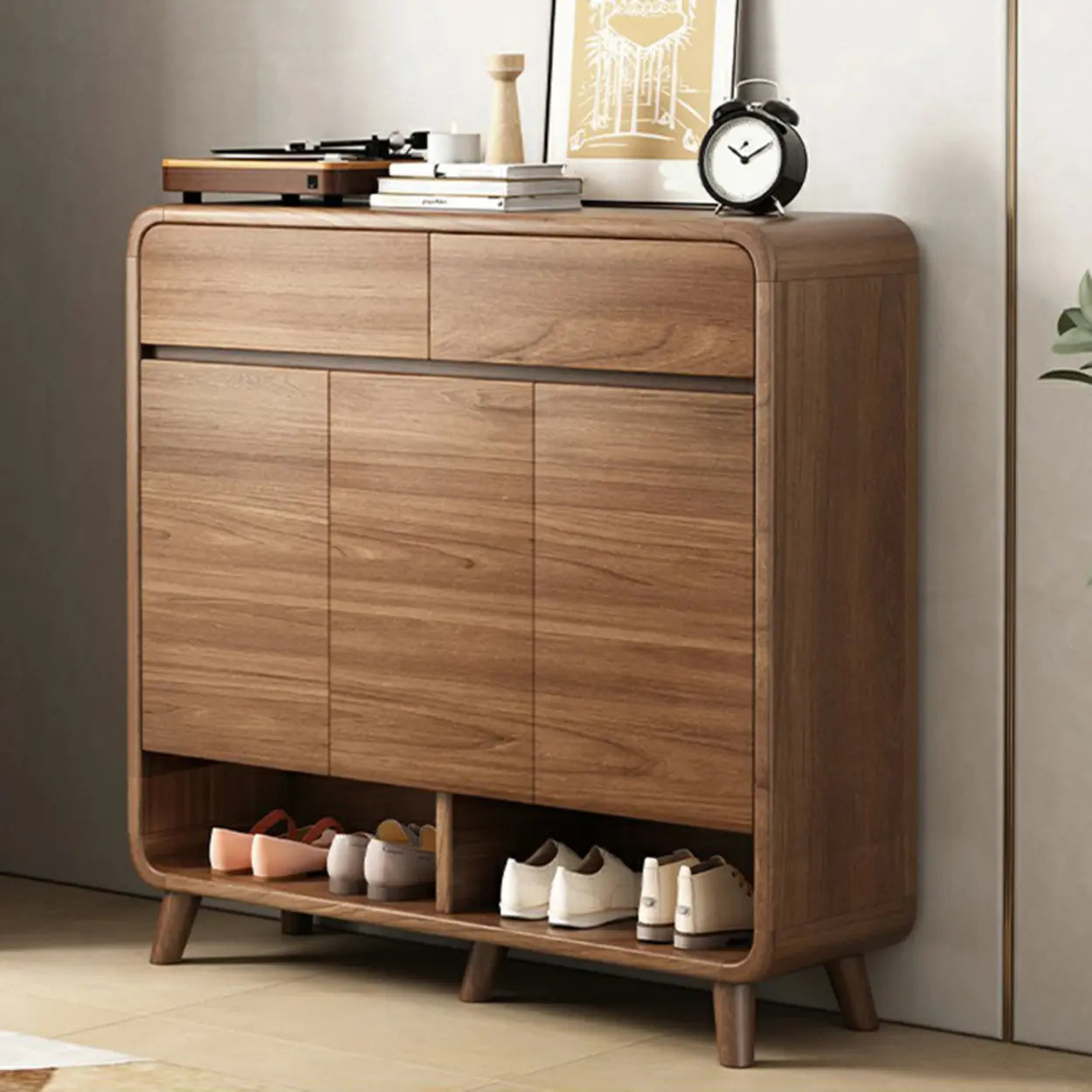 Adjustable Wood White Shoe Storage Cabinet