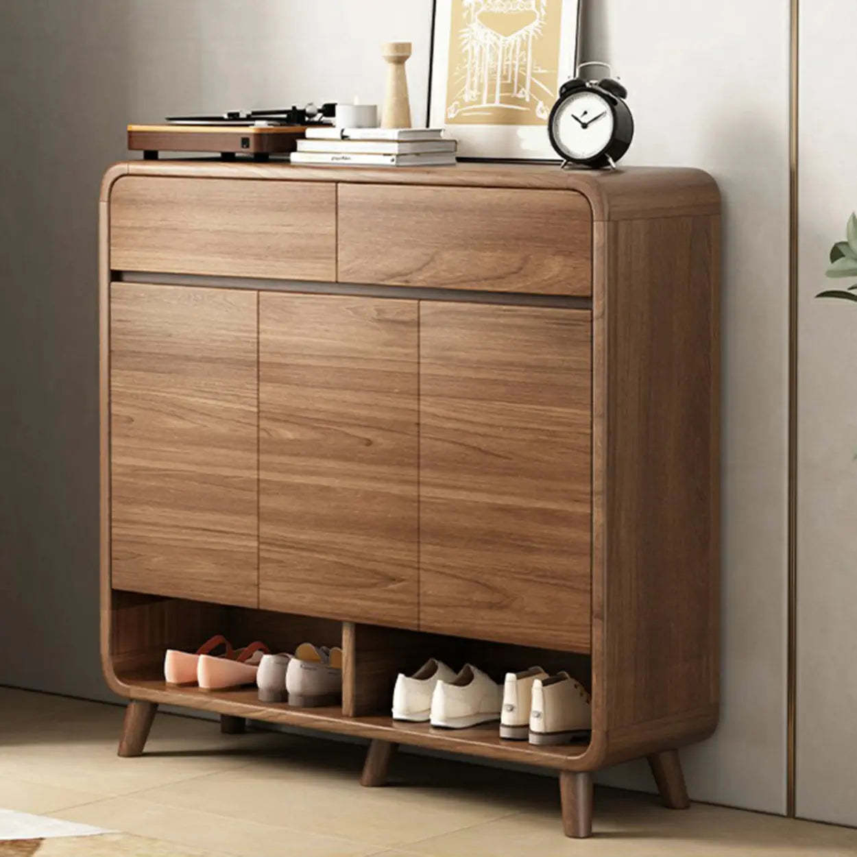 Adjustable Wood White Shoe Storage Cabinet