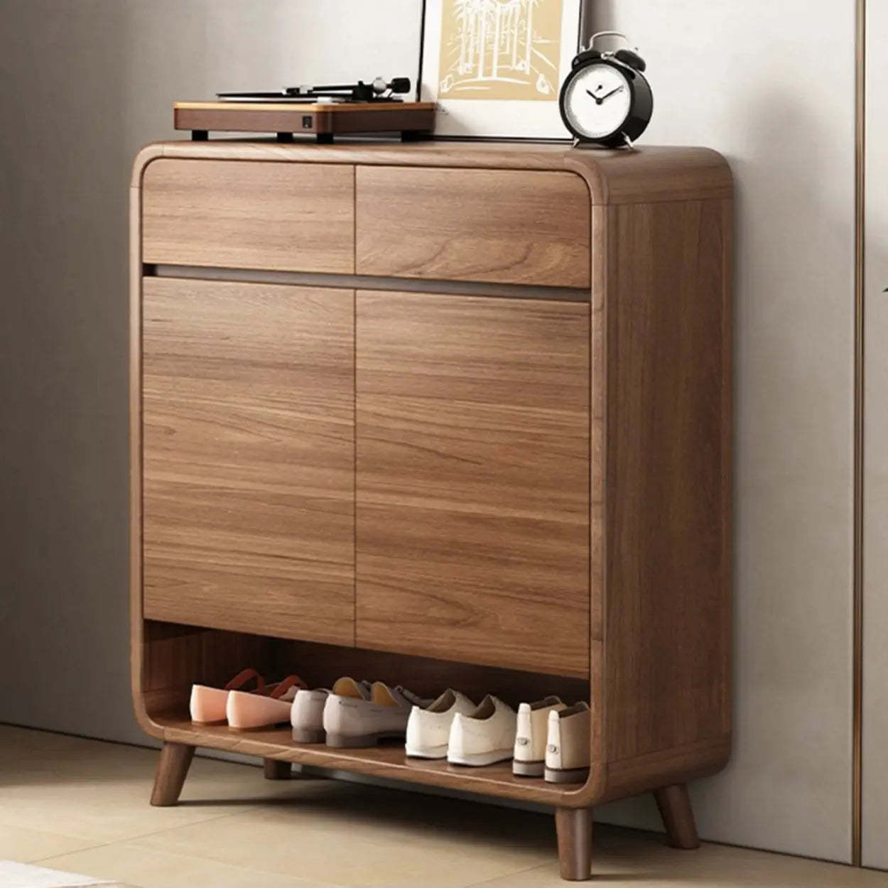Adjustable Wood White Shoe Storage Cabinet