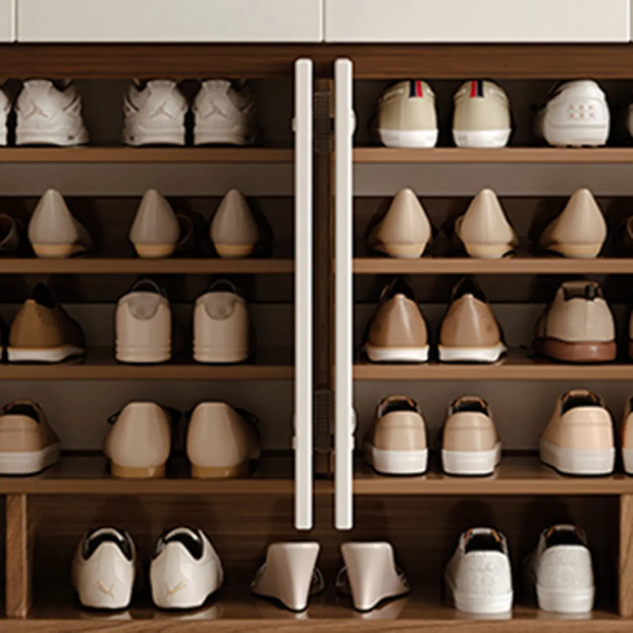 Adjustable Wood White Shoe Storage Cabinet