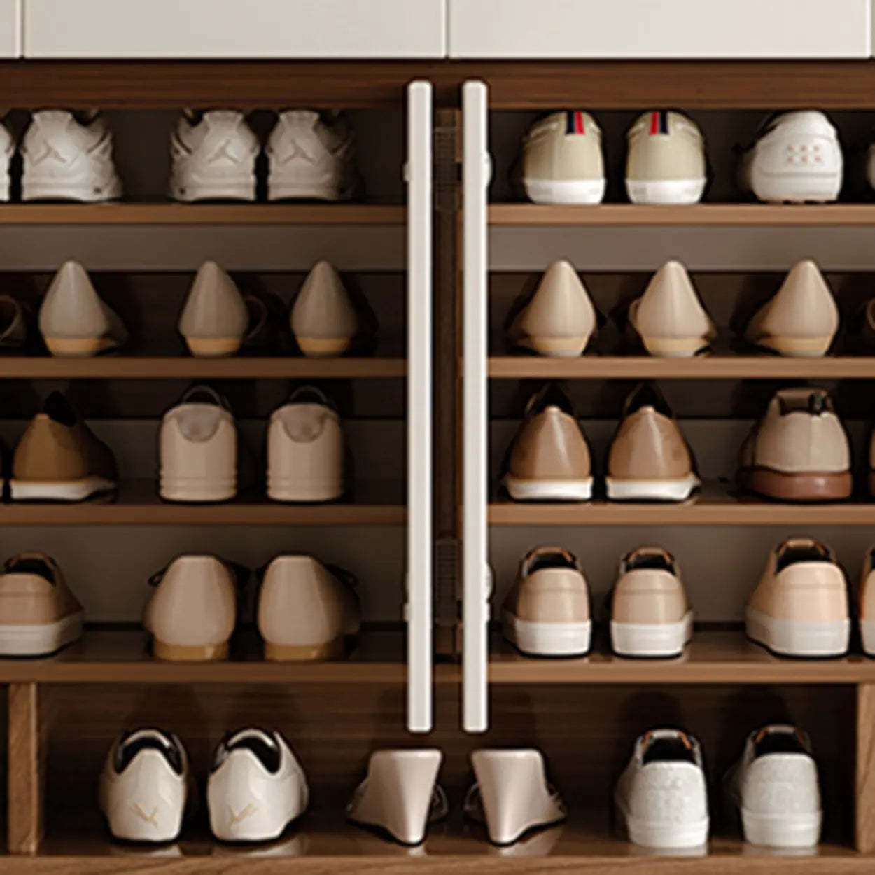 Adjustable Wood White Shoe Storage Cabinet