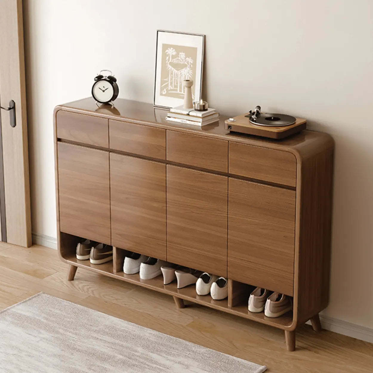 Adjustable Wood White Shoe Storage Cabinet