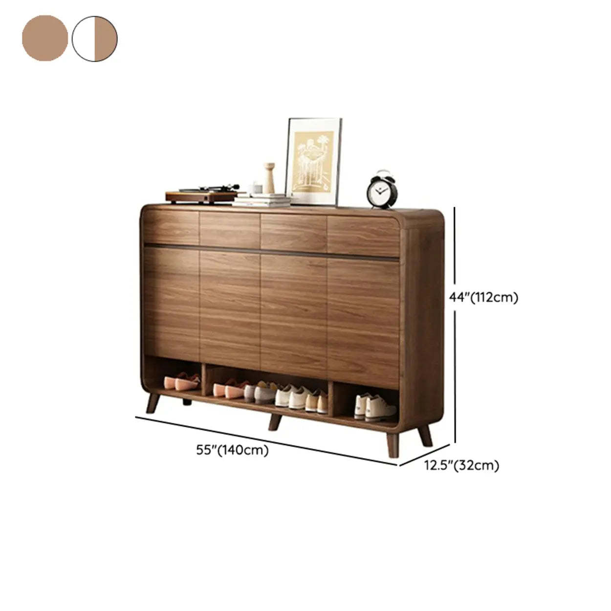 Adjustable Wood White Shoe Storage Cabinet