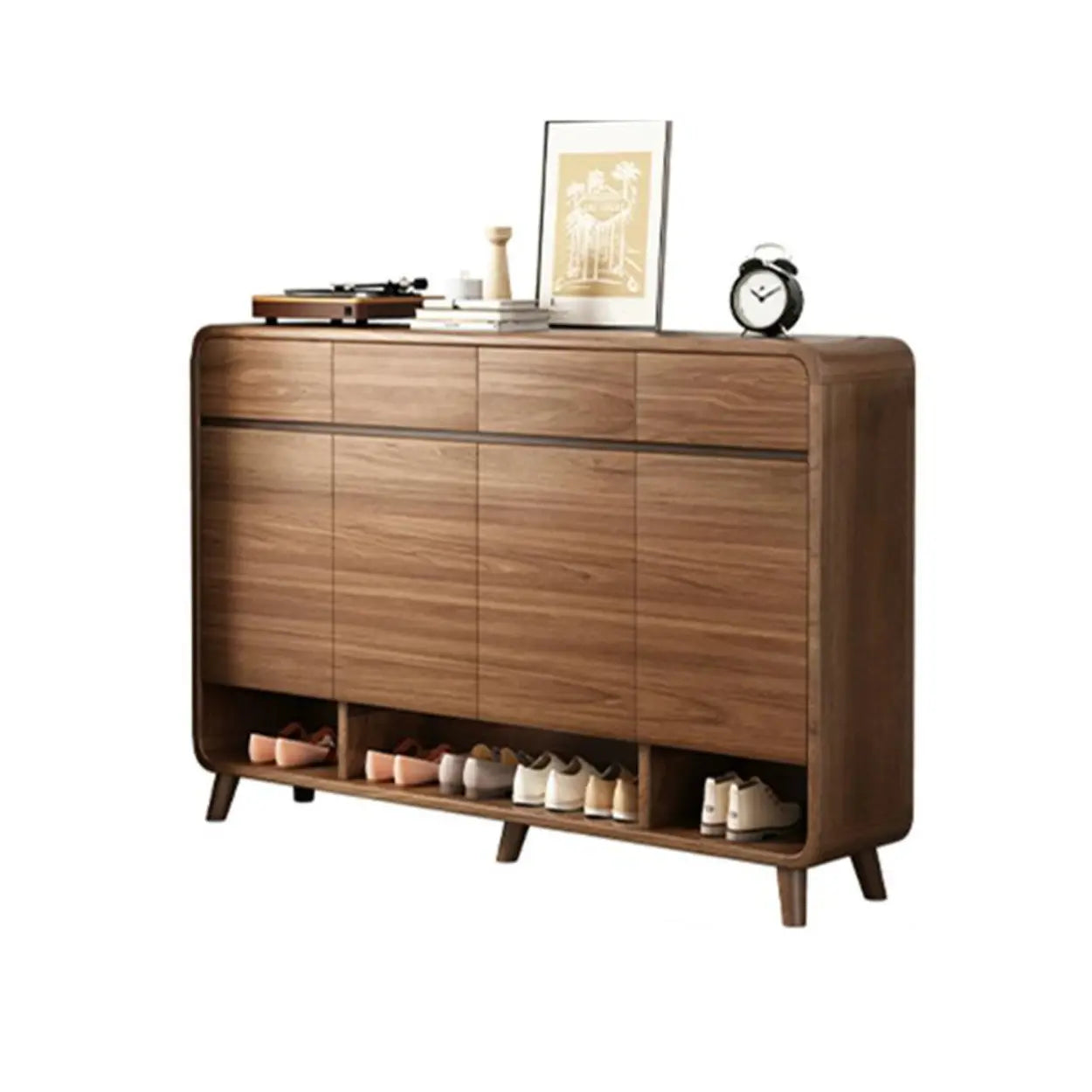 Adjustable Wood White Shoe Storage Cabinet — Brown/ White