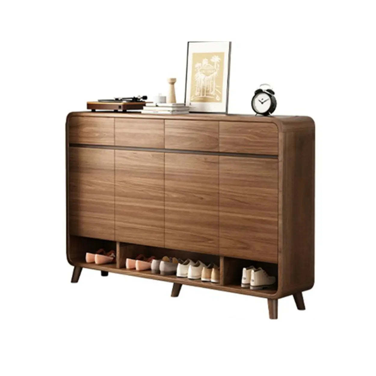 Adjustable Wood White Shoe Storage Cabinet — Brown/ White