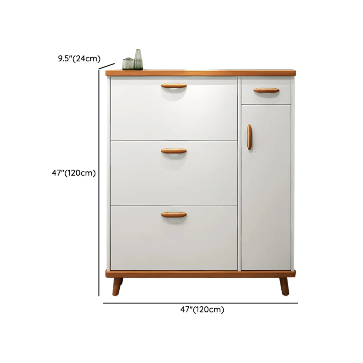 Adjustable White Wood Drop-Front Shoe Storage