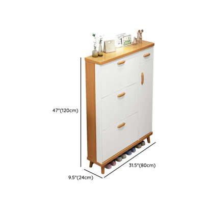 Adjustable White Wood Drop-Front Shoe Storage