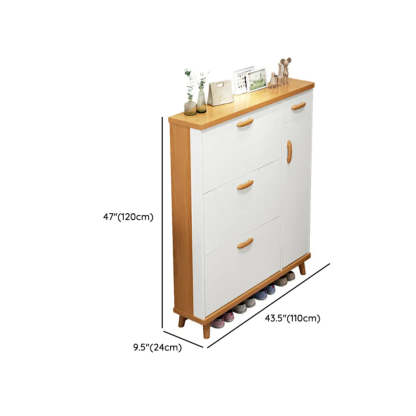 Adjustable White Wood Drop-Front Shoe Storage