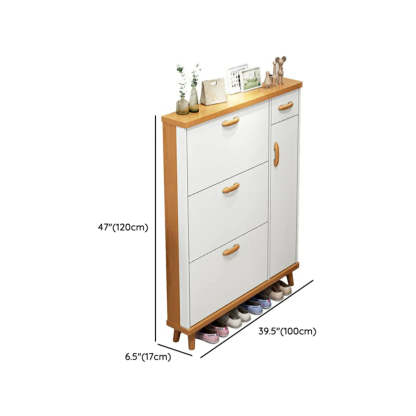 Adjustable White Wood Drop-Front Shoe Storage
