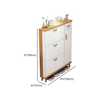 Adjustable White Wood Drop-Front Shoe Storage