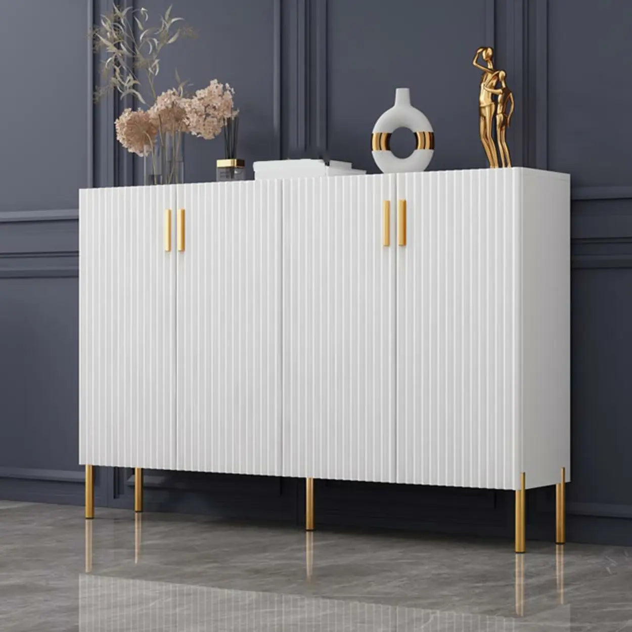 Closed-Back Wood Shoe Cabinet — White