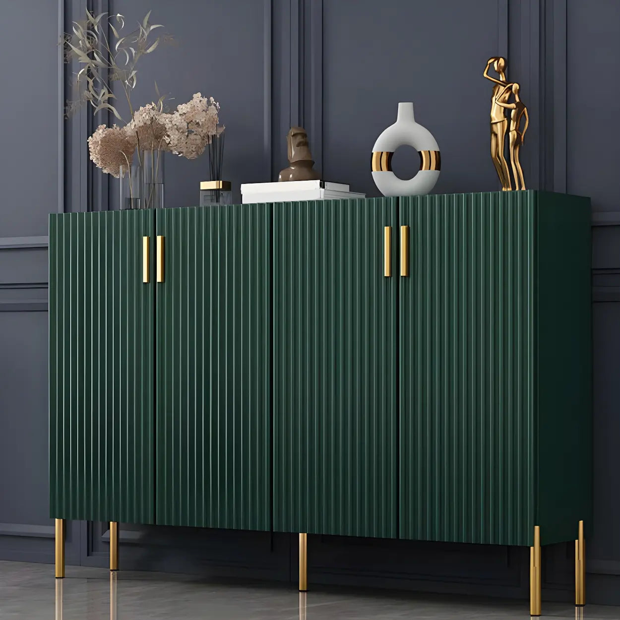 Closed-Back Wood Shoe Cabinet — Light Green